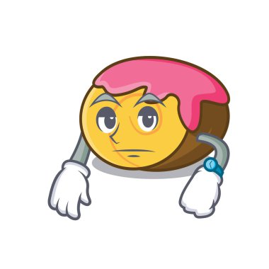 İsviçre rulo maskot karikatür vektör çizim bekliyor