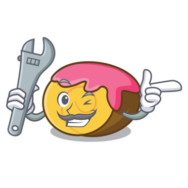 Mekanik İsviçre rulo maskot karikatür vektör çizim