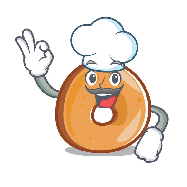 Chef Bagels Personnage Dessin Animé Style Illustration Vectorielle — Image vectorielle