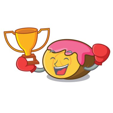 Kazanan İsviçre rulo maskot karikatür vektör çizim boks