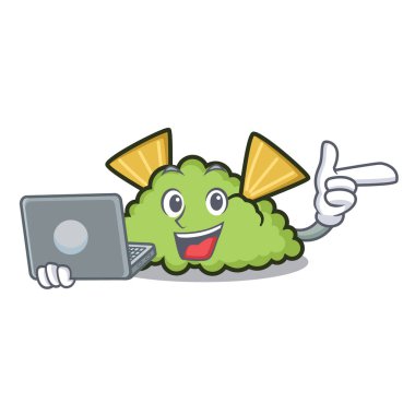 Dizüstü guacamole karakter karikatür tarzı vektör çizim ile