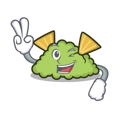 İki parmak guacamole karakter karikatür tarzı vektör çizim