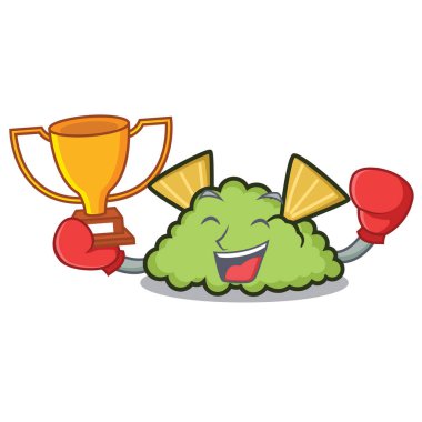 Boks şampiyonu guacamole maskot karikatür tarzı vektör çizim