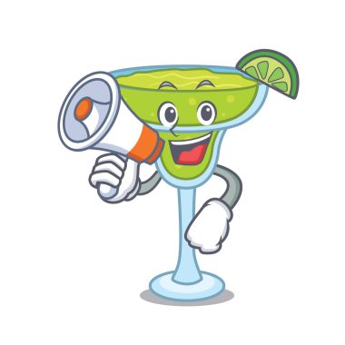 Megafon margarita karakter karikatür tarzı vektör çizim ile