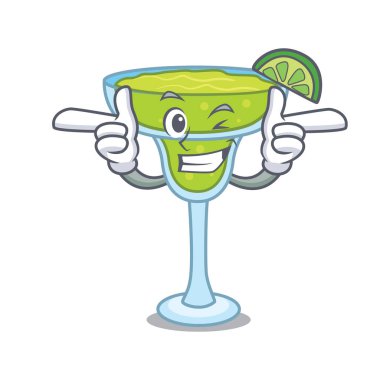 Wink margarita karakter karikatür tarzı vektör çizim