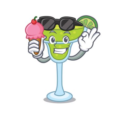 Dondurma margarita karakter karikatür tarzı vektör çizim ile