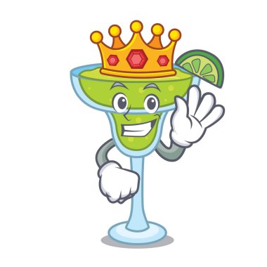 Kral margarita maskot karikatür tarzı vektör çizim