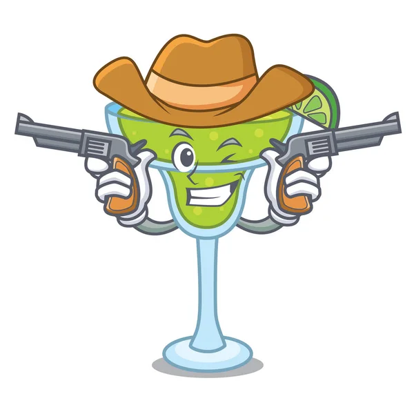 Cowboy Margarita Character Cartoon Style Vector Illustration — Stock Vector