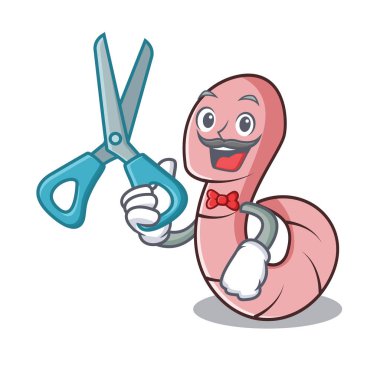 Kuaför solucan karakter karikatür tarzı vektör çizim