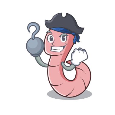 Korsan solucan karakter karikatür tarzı vektör çizim