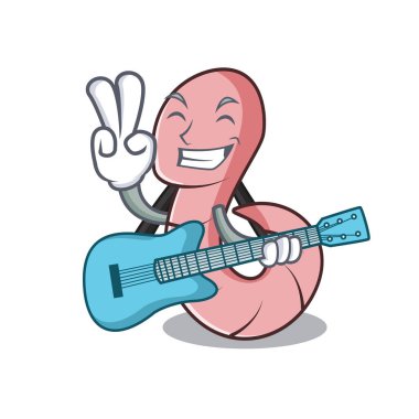 Gitar solucan maskot karikatür tarzı vektör çizim ile