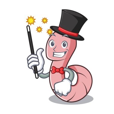 Sihirbaz solucan maskot karikatür tarzı vektör çizim