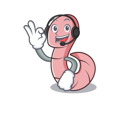 Kulaklık solucan maskot karikatür tarzı vektör çizim ile