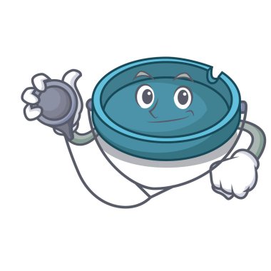 Doktor kül tablası karakter karikatür tarzı vektör çizim