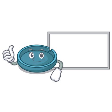 Başparmak yukarıya kurulu kül tablası karakter karikatür tarzı vektör çizim ile