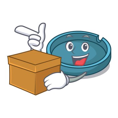 Kutu kül tablası karakter karikatür tarzı vektör çizim ile