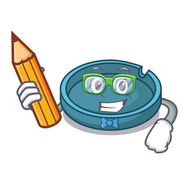 Öğrenci kül tablası karakter karikatür tarzı vektör çizim