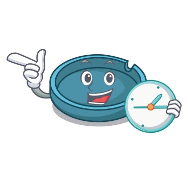 Saat kül tablası karakter karikatür tarzı vektör çizim ile