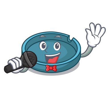 Şarkı kül tablası maskot karikatür tarzı vektör çizim