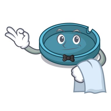 Garson kül tablası maskot karikatür tarzı vektör çizim