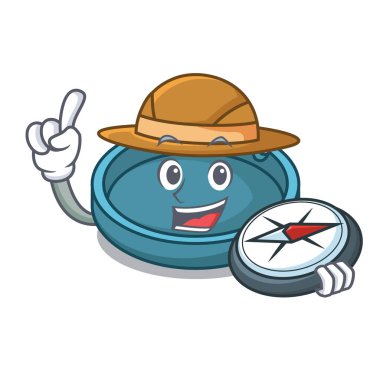 Explorer kül tablası maskot karikatür tarzı vektör çizim