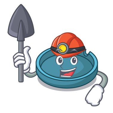 Madenci kül tablası maskot karikatür tarzı vektör çizim