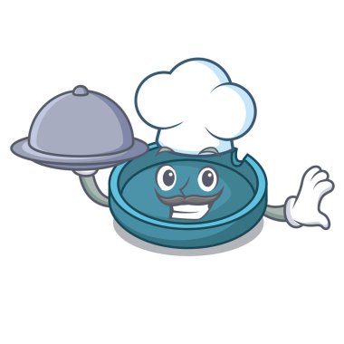 Şef gıda kül tablası maskot karikatür tarzı vektör çizim ile