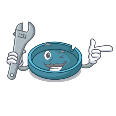 Mekanik kül tablası maskot karikatür tarzı vektör çizim