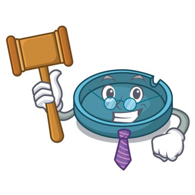 Yargıç kül tablası maskot karikatür tarzı vektör çizim