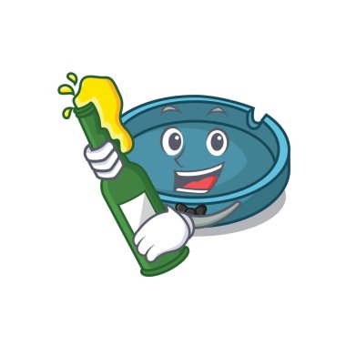 Bira kül tablası maskot karikatür tarzı vektör çizim ile