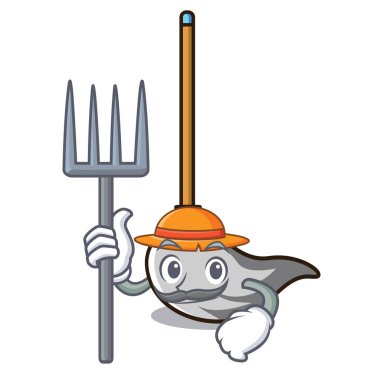 Çiftçi paspas karakter karikatür tarzı vektör çizim