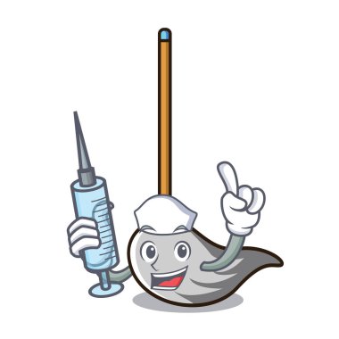 Hemşire paspas karakter karikatür tarzı vektör çizim