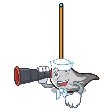 Denizci dürbün paspas maskot karikatür tarzı vektör çizim ile