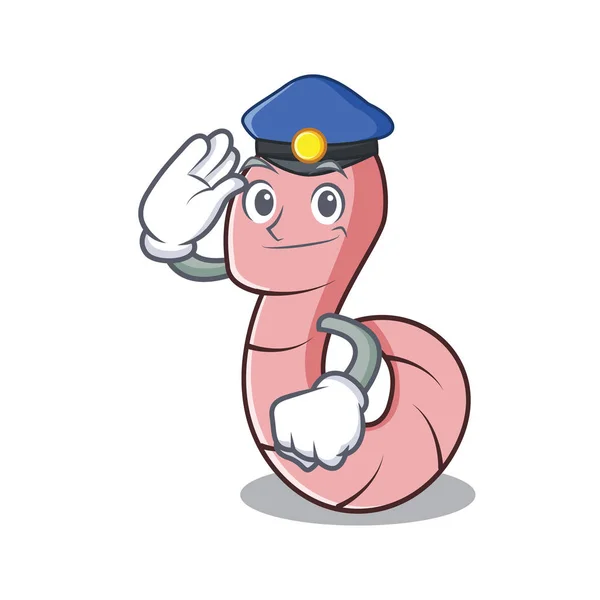 Illustration Vectorielle Style Dessin Animé Personnage Ver Police — Image vectorielle