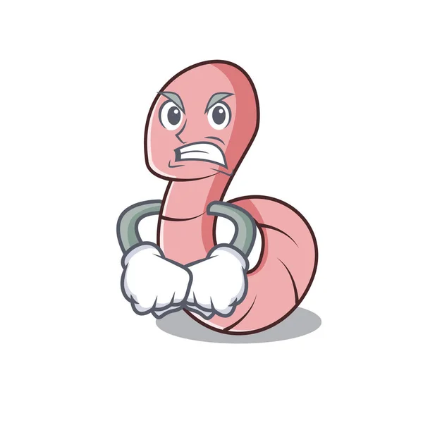 Angry Worm Mascotte Dessin Animé Style Illustration Vectorielle — Image vectorielle