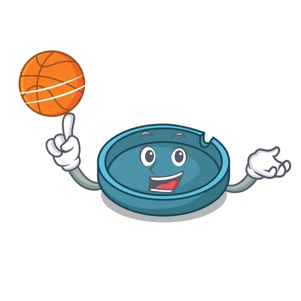 Avec Illustration Vectorielle Style Dessin Animé Personnage Cendrier Basket — Image vectorielle
