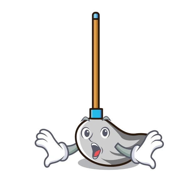Surprised Mop Mascot Cartoon Style Vector Illustration — Stock Vector