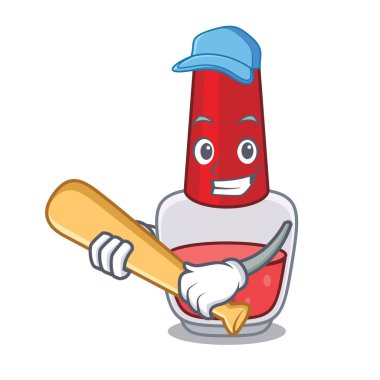 İskambil beyzbol oje karakter karikatür vektör çizim