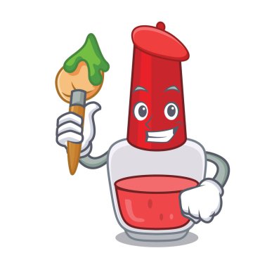 Sanatçı oje karakter karikatür vektör çizim