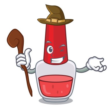 Cadı oje maskot karikatür vektör çizim