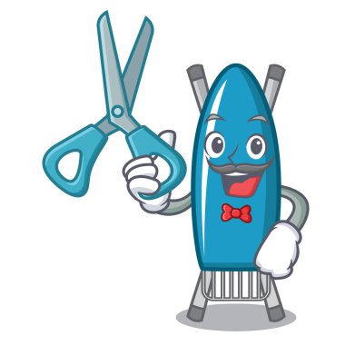 Demir kurulu karakter karikatür vektör çizim berber