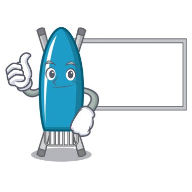 Başparmak yukarıya kurulu demir kurulu karakter karikatür vektör çizim ile