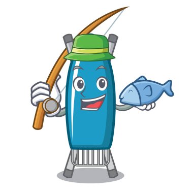 Balık tutma demir kurulu maskot karikatür vektör çizim