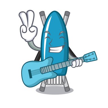 Gitar demir kurulu maskot karikatür vektör çizim ile