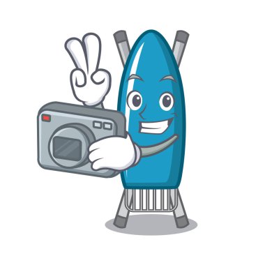 Fotoğrafçı demir kurulu maskot karikatür vektör çizim