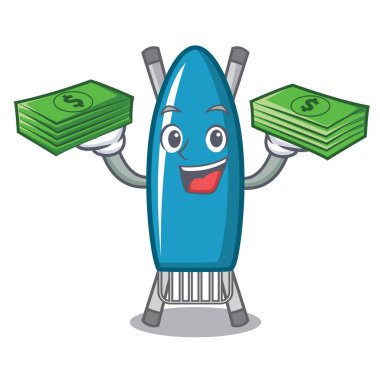 Para çantası demir kurulu maskot karikatür vektör çizim ile