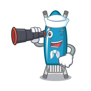 Denizci dürbün demir kurulu maskot karikatür vektör çizim ile