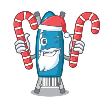 Santa şeker demir kurulu maskot karikatür vektör çizim ile