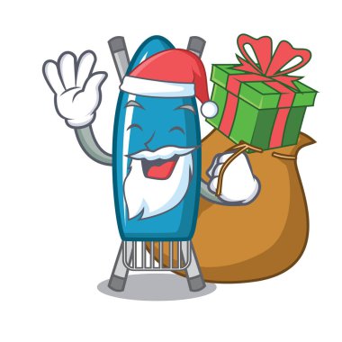 Noel Baba hediye demir kurulu maskot karikatür vektör çizim ile