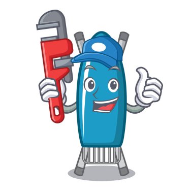 Tesisatçı demir kurulu maskot karikatür vektör çizim